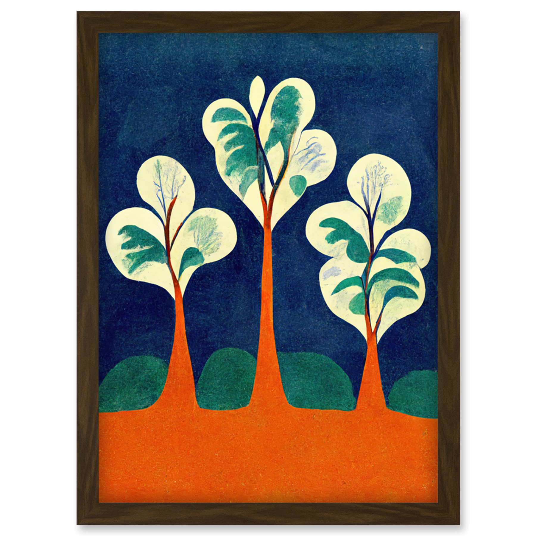 Doppelganger33 LTD Henri Matisse Style Trees Fauvist Orange And Blue Artwork Framed Wall Art Print A4