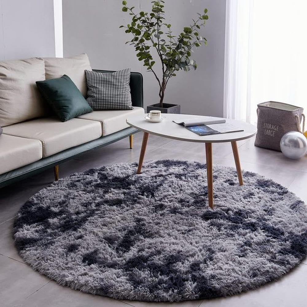 Tapis rond en peluche de haute densité pour décoration salon