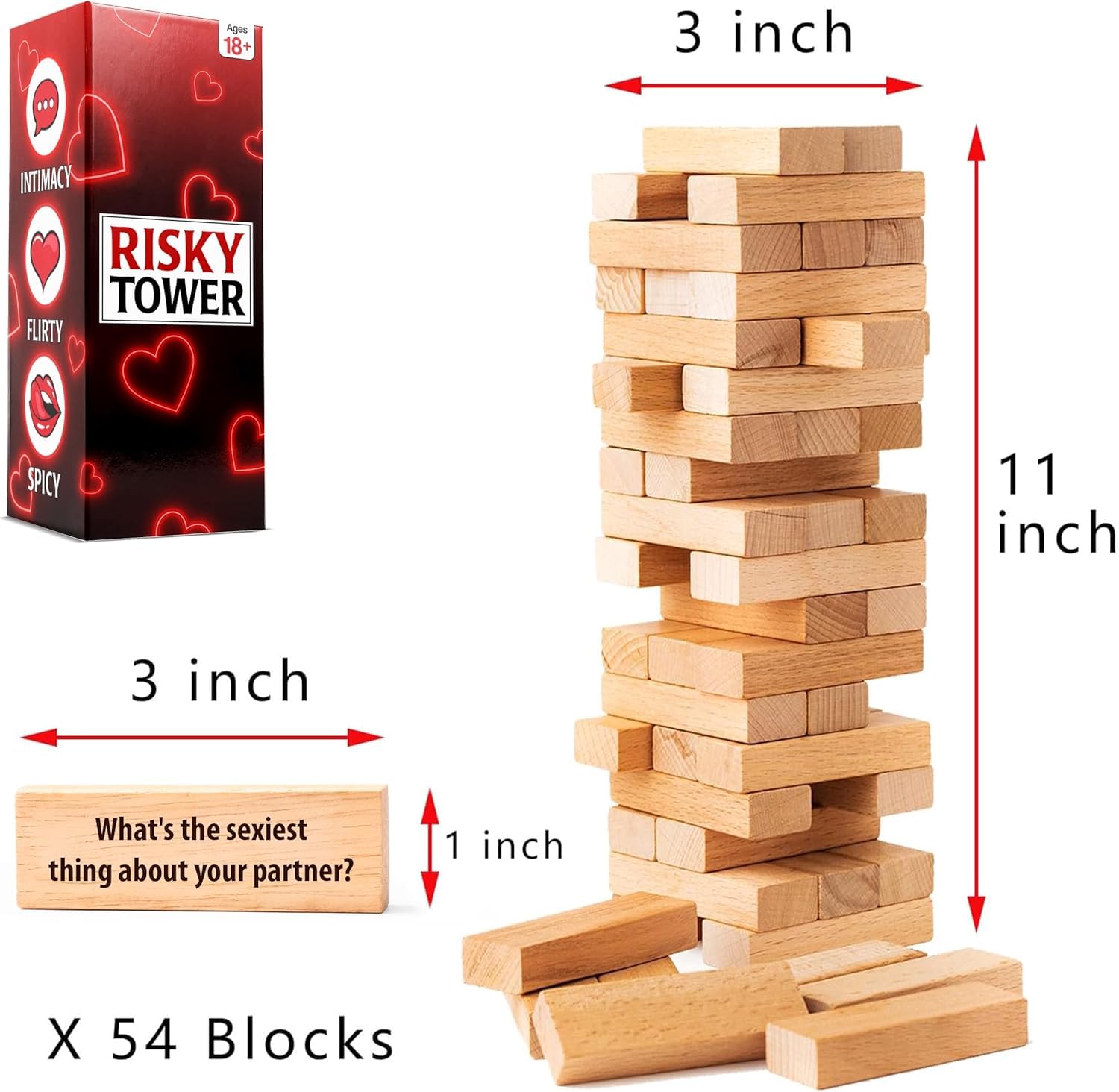 Couples Game Gifts for Him&Her-date night game-54 Fun Stacking Blocks for Girlfriend Boyfriend,Wife,Husband - Image 4