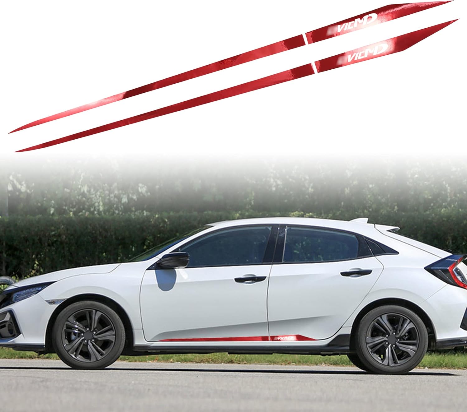 TOMALL 1 Pair Car Side Skirt Stripe Sticker for Compatible