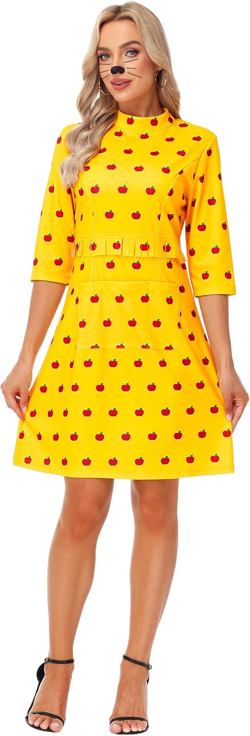 Halloween Women Fox Costume Fancy Cosplay Yellow Dress