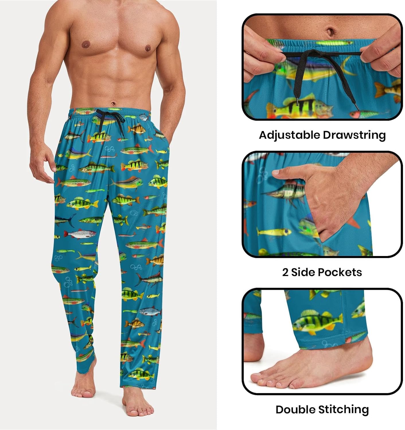 Pajamas Pants For Men Pj Lounge Sleep Pant Loungewear Sleepwear Pjs Pijamas Gifts - Image 5