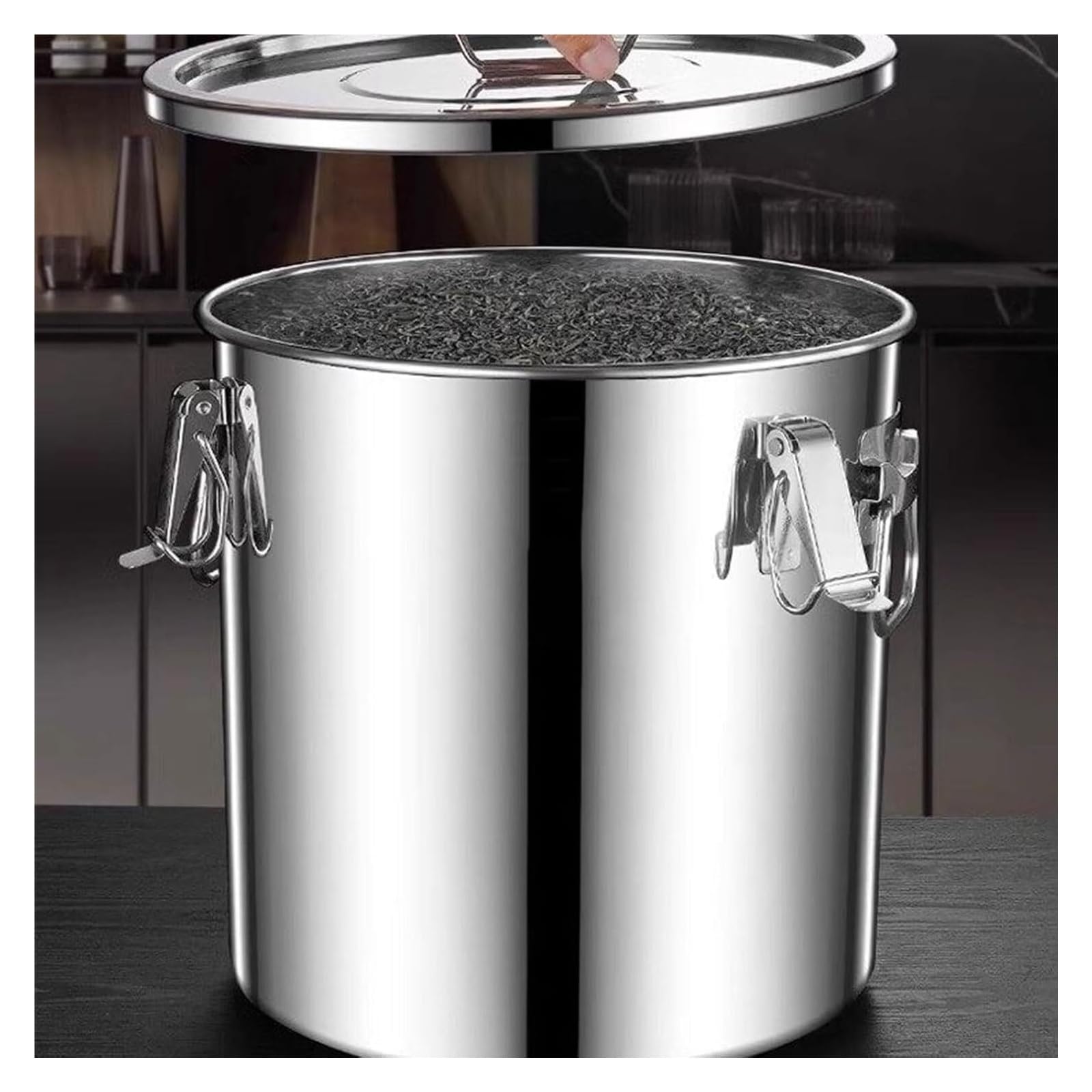 Contenitore ermetico in Acciaio Inox 304 per dispensa da Cucina | Contenitore ermetico in acciaio inossidabile 304 con coperchio sigillante ideale per farina di riso e cereali
