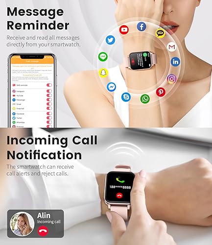 Miniatura 3 de Reloj inteligente para mujeres y hombres, más de 200 caras de reloj IP67, impermeable, rastreador de fitness con frecuencia cardíaca, oxígeno en