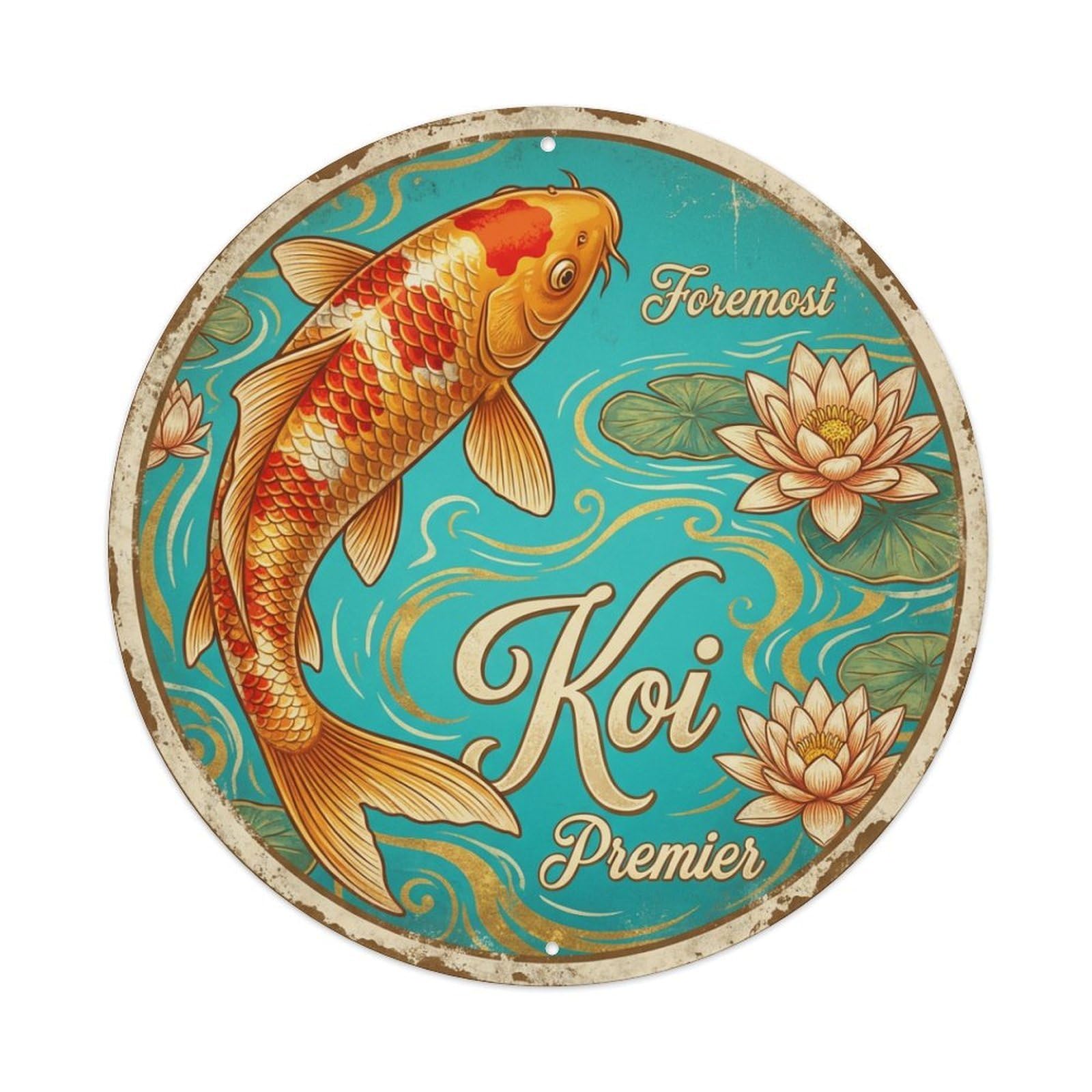 Koi Fish Foremost Premier Supreme Waters Excellent Outstanding Metal Tin Sign