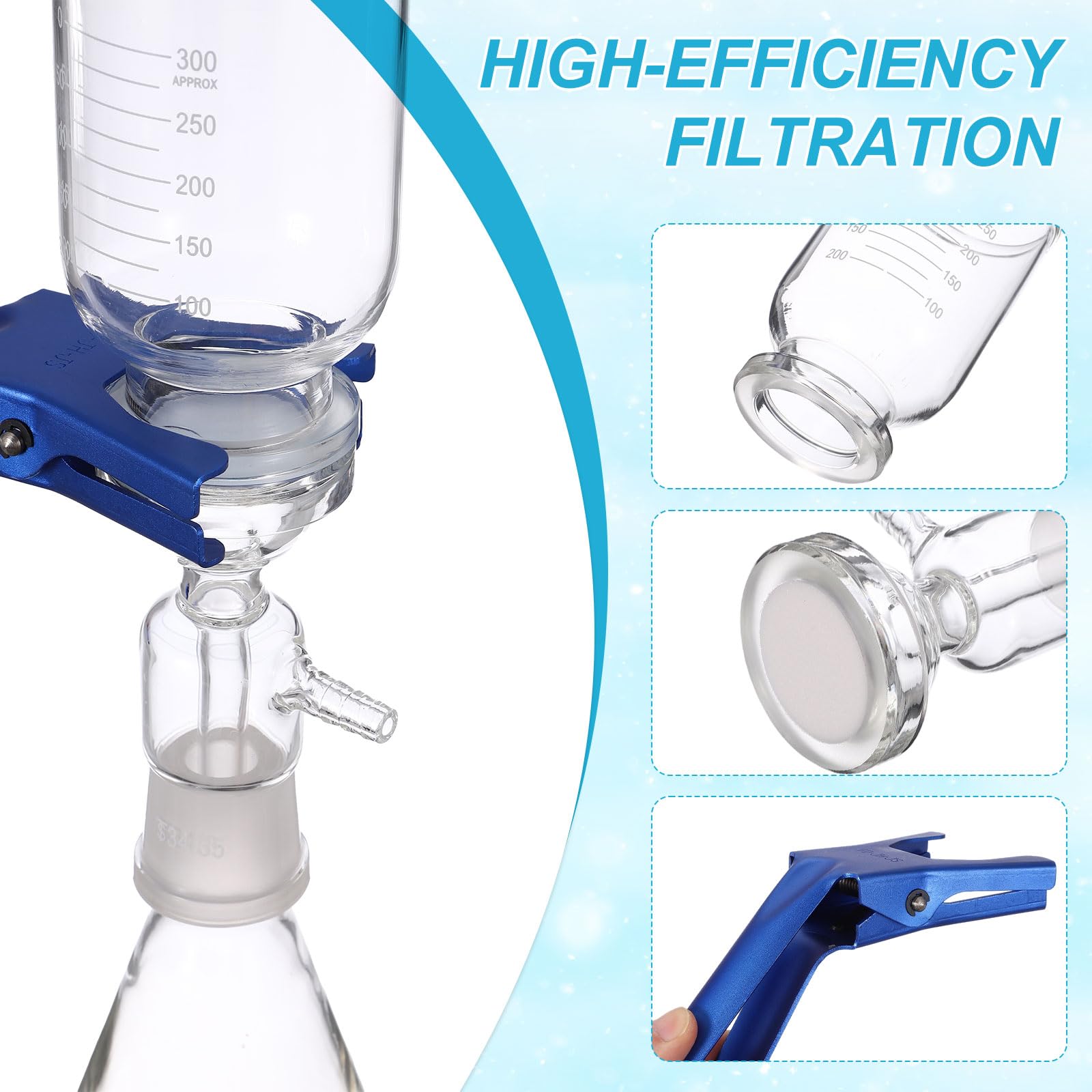 PATIKIL 1 Juego De Filtración Al Vacío, Frasco De Filtración Al Vacío De 2000ml Equipo De Laboratorio Para Filtración Y Destilación Kit Embudo Graduado De Vidrio Borosilicato