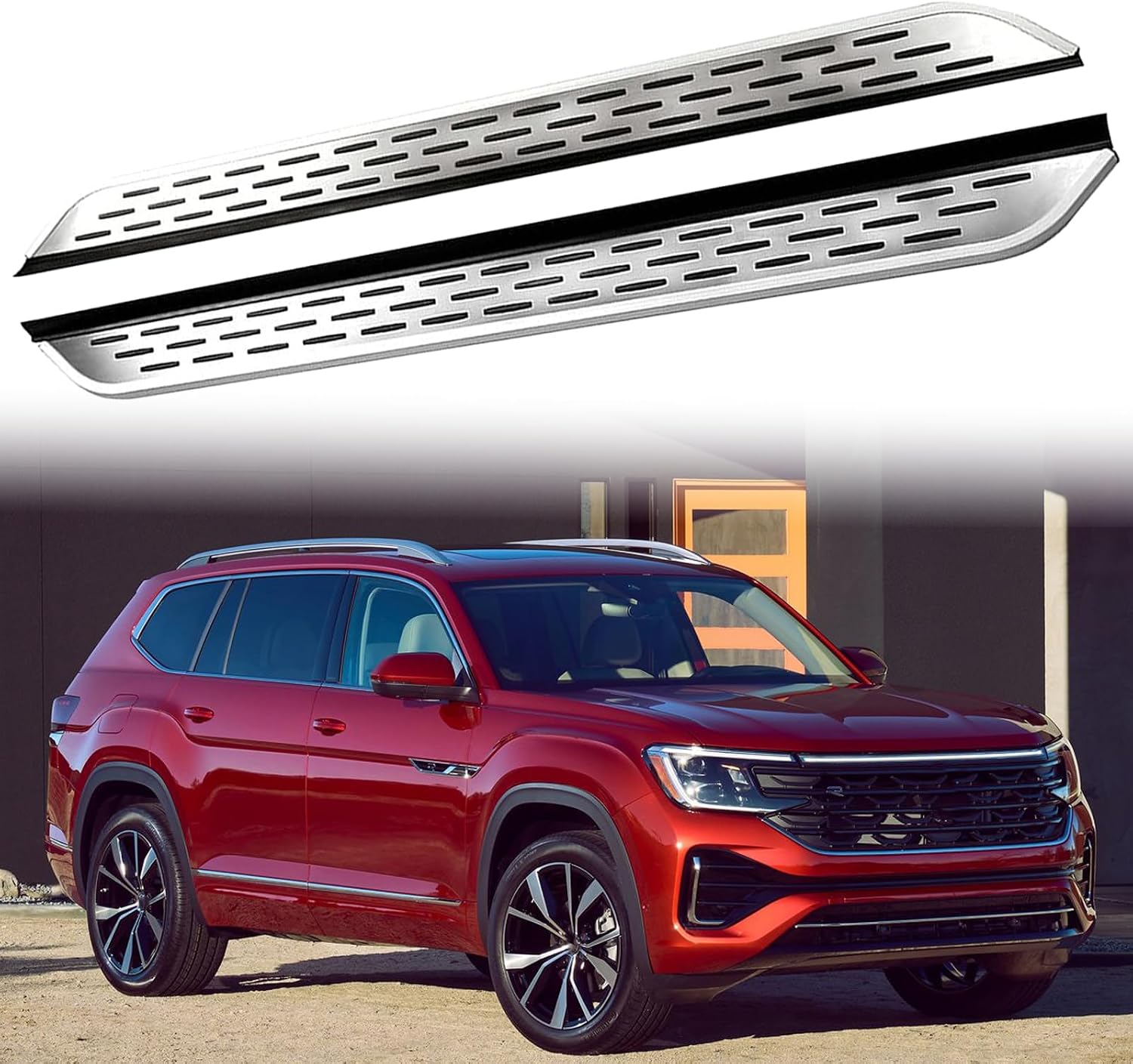 2Pcs Side Steps Pedal Nerf Bars Fits ForVW Volkswagen Atlas Teramont 2018-2025 Silver Running Boards