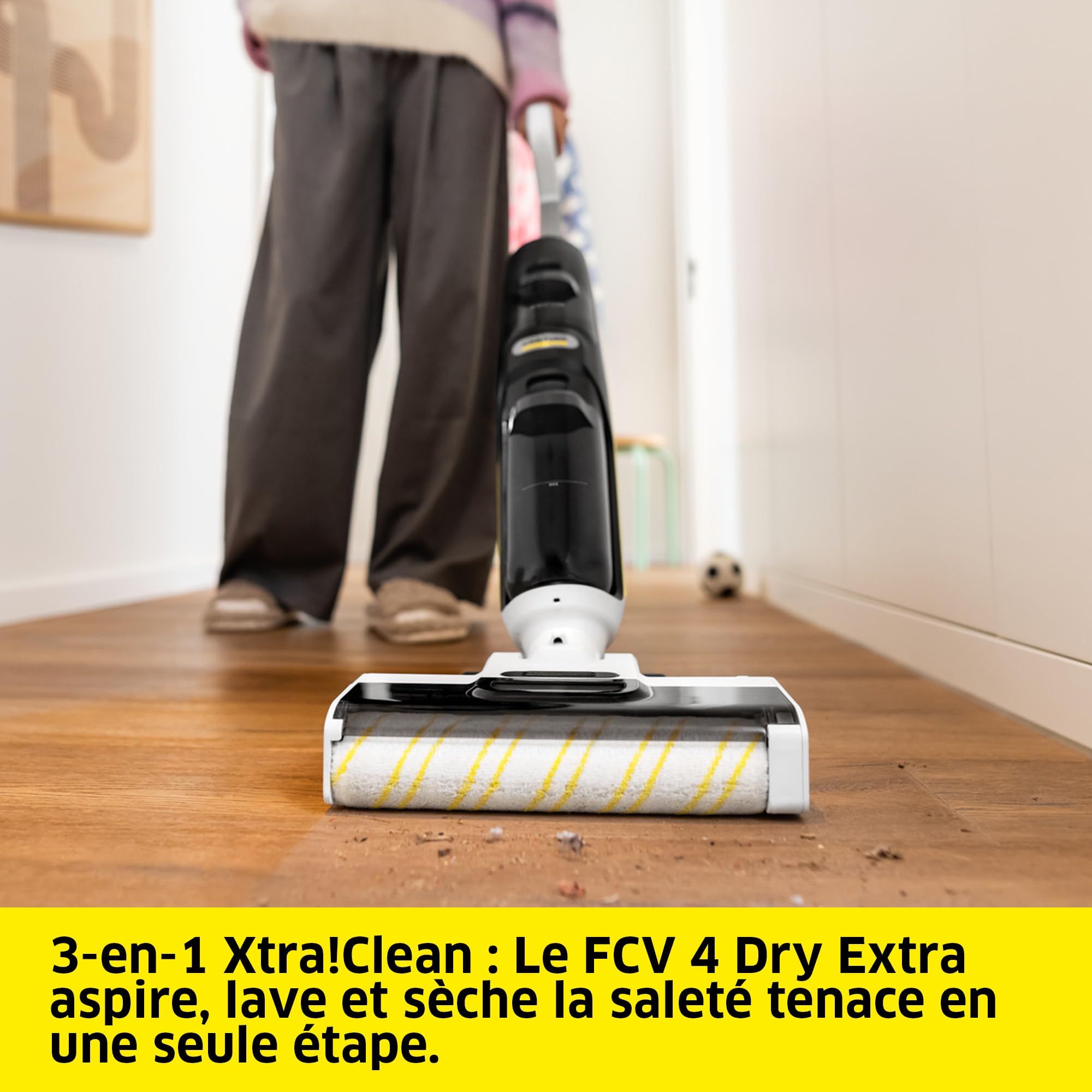 KÄRCHER aspirateur laveur FCV 4 Dry Extra 3-en-1 autonomie 45 min rendement 200 m² capteur Dynamic Control