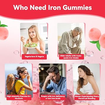 Iron Supplement Gummies for Women & Men, Iron Gummies