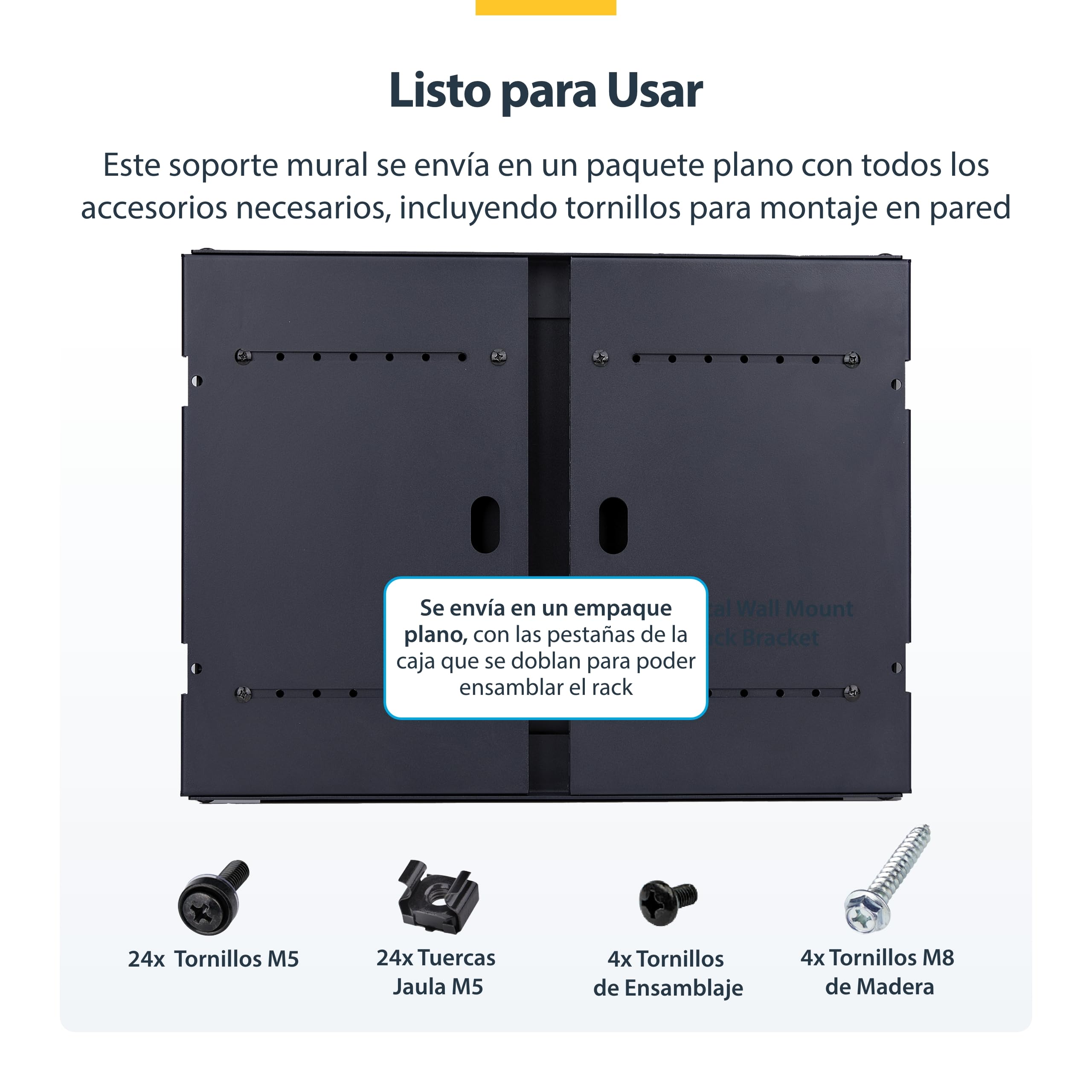 StarTech.com Rack de Pared 8U de 2 Columnas - Ajustable hasta 40,64cm - Bracket Mural de 19" para Servidores - Máximo de 40kg