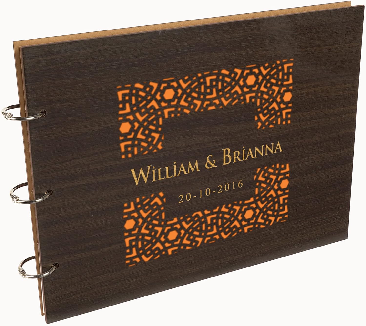 Darling Souvenir Personalized Engraved Laser Cut Wedding Guest Book Wooden Cover Sign-in Book Registry Guestbook Scrapbook-X2