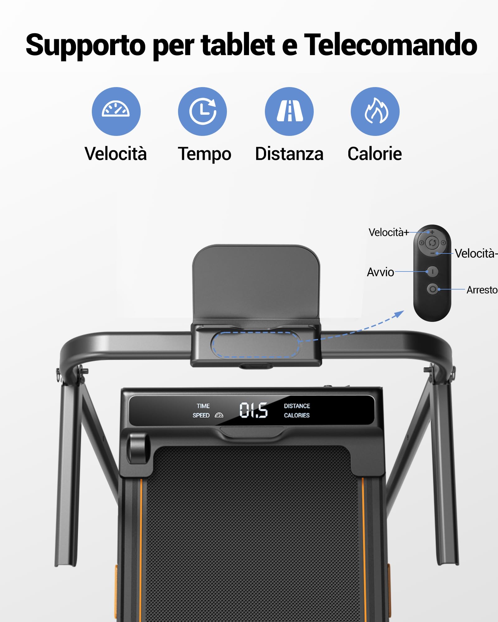 UMAY Tapis Roulant Elettrico Pieghevole con Inclinazione 10KM/H, 16% Tapis Roulant Salvaspazio Elettrico, Schermo LED, Telecomando, Tapirulan da Casa 3.0 CV, Mini Walking Pad, Carico Massima 136KG