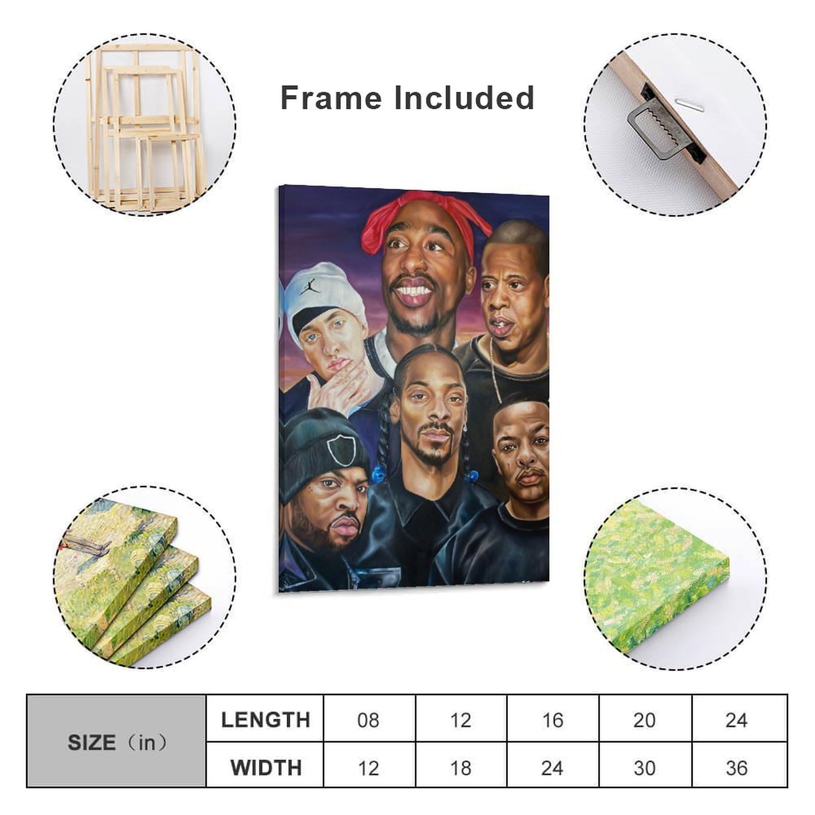 Poster con stampa artistica da parete, motivo: cantante rap, hip hop, tutte le stelle, poster da appendere, decorazione per la famiglia, 40 x 60 cm