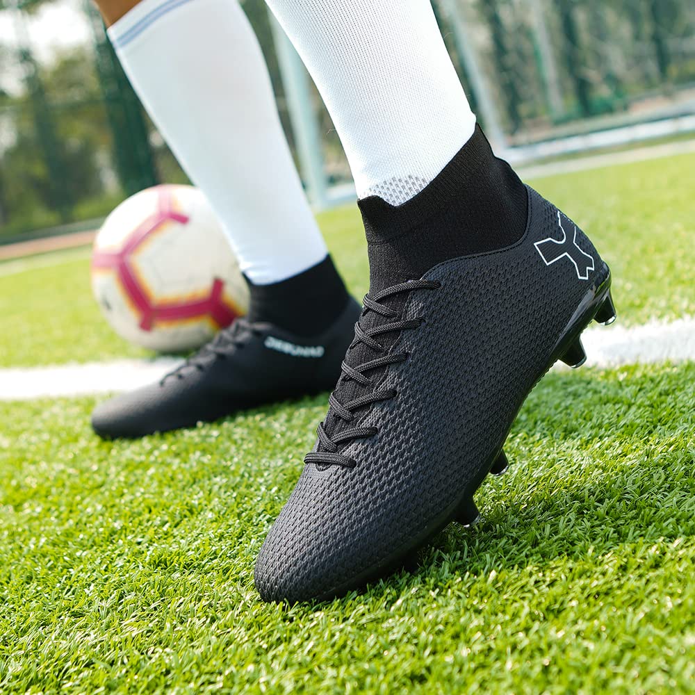 Tacos de fútbol para hombre, zapatos de fútbol para hombres y niños grandes, zapatos de caña alta para jóvenes, entrenamiento profesional, césped para interiores y exteriores