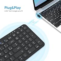 OMOTON Wireless 2.4GHz AZERTY Billentyűzet Numerikus Billentyűzettel PC Windows Számítógéphez Csendes Fekete 7