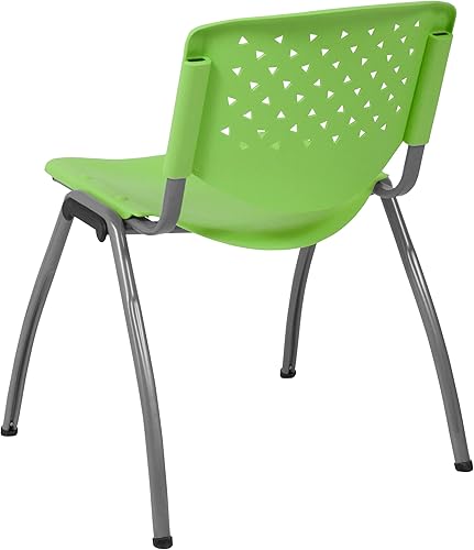 Miniatura 8 de Flash Furniture HERCULES Series - Silla apilable de plástico verde de 880 libras con marco recubierto de polvo gris titanio