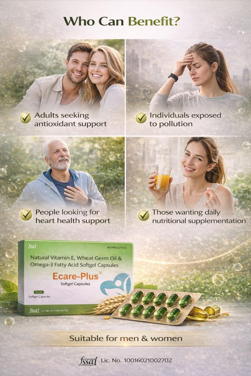 Omega-3 Fatty Acids, Natural Vitamin E, Wheat Germ Oil, Skin & Hair Wellness Supplement, Softgel Capsules, 10 counts — Amazon image 5