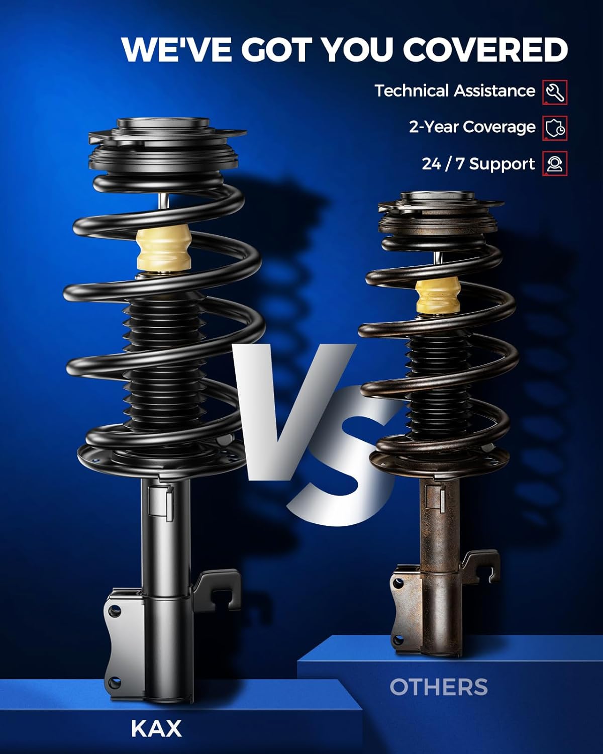 KAX Front Complete Struts and Shocks Absorber Assembly with Coil Spring Fit for Santa Fe 2010 2011 2012,Suspension strut Assembly 373044 372712 372713,Set of 2 4SAA756 Amortiguadores Delanteros