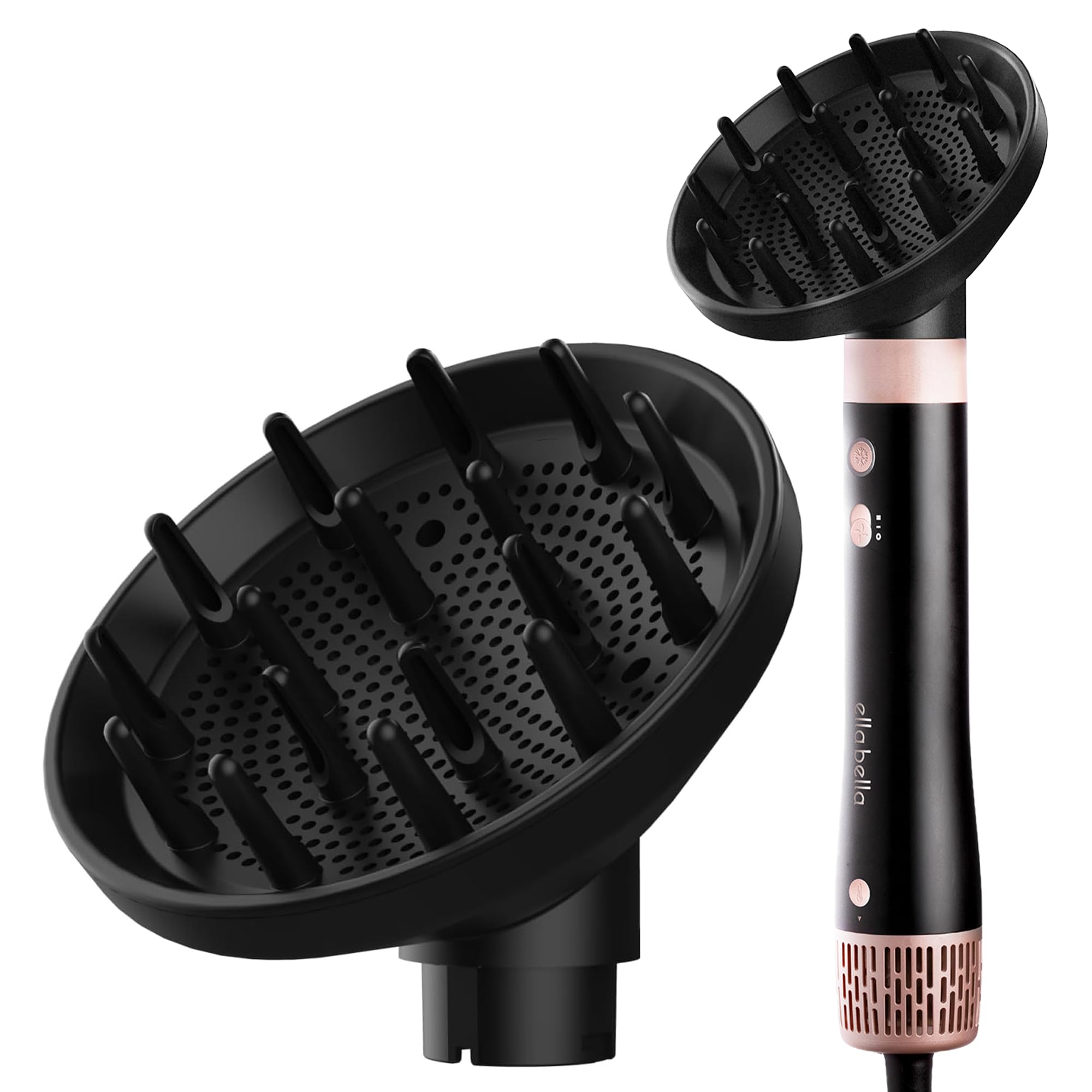 ELLA BELLA® Air Styler Diffuser Attachment, Vented Hair Diffuser (Black)