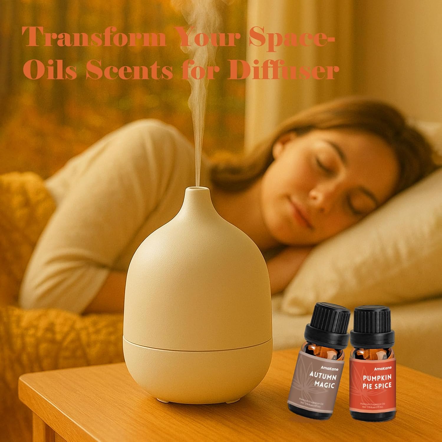 AmaKane Fall Fragrance Oil, Autumn Essential Oils for Diffuser, Soap Candle Making Scents, Pumpkin Pie Spice, Vanilla Cinnamon, Apple Cider, Fallen Leaves, Autumn Magic, Cinnamon Chai, 6x10 ml - Image 2