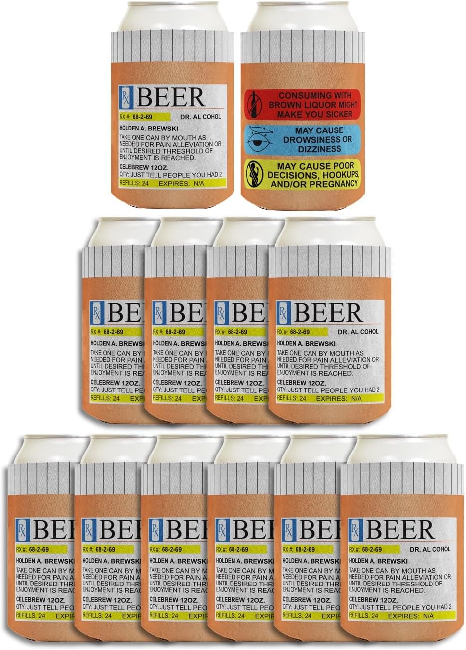 Funny Can Coolie Prescription Gag Gift Rx Pill Bottle Gift Coolie 12 Pack Can Drink Cooler Coolie Multi