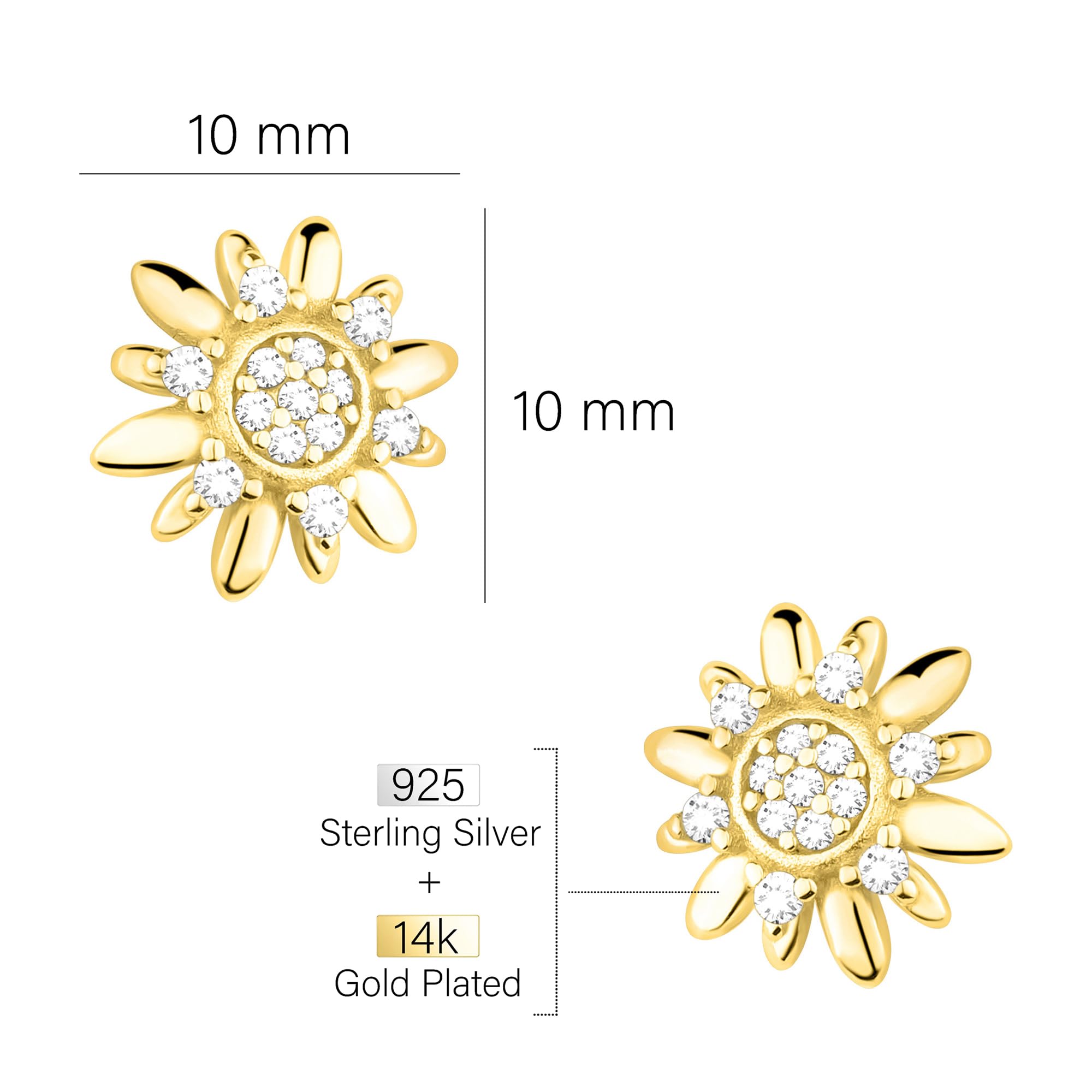 SOFIA MILANI - Orecchini da Donna in Argento 925 - con Pietra Zircone - Orecchino a Perno a Fiore