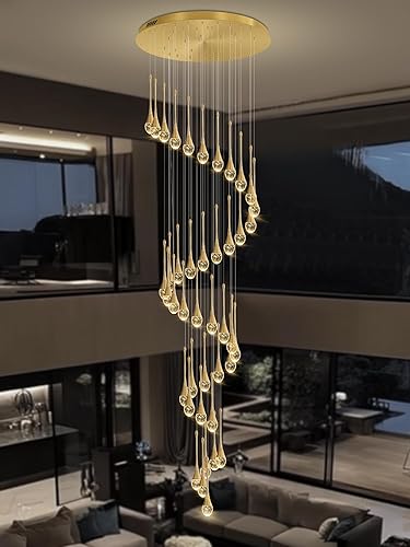 Miniatura 44 de Candelabro Moderno de 138'', 20 Luces, Lámpara Colgante Moderna Negra, Candelabro Grande para Escalera, Vestíbulo, Sala de Estar, Dormitorio