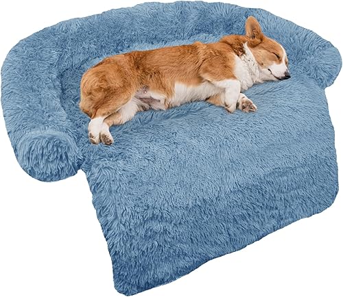 Miniatura 50 de Cama calmante para perro, tapete de felpa esponjosa para perros, protector de muebles con funda extraíble lavable para perros y gatos grandes,