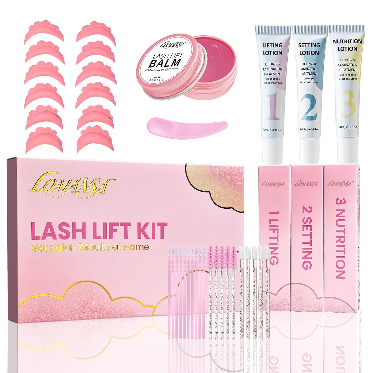 Lash Lift Kit for Beginners, At-Home DIY Eyelash Perm with Open Eye Self-Lift Pads, Salon Quality Curl Lasts 4–6 Weeks (Step-by-Step Instructions)