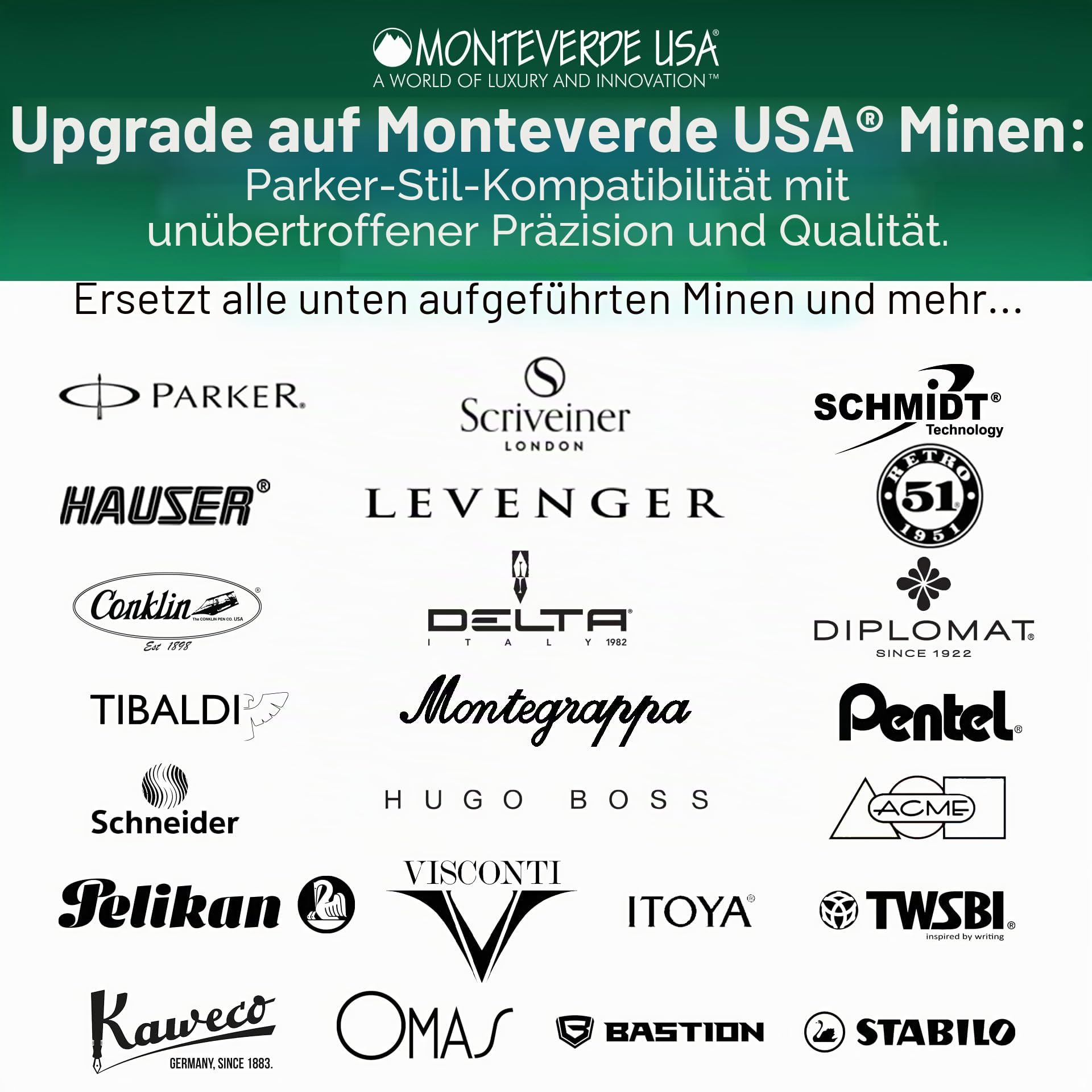Monteverde P422BU Keramik-Gel-Mine Parker Geeignet für Rechts-/Linkshänder Blau