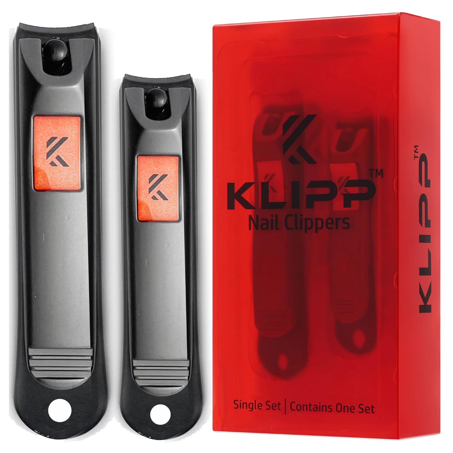 Nail Clipper Set for Men and Women KLIPP Arched Zinc Alloy Nail Clippers with Built in Fingernail Files