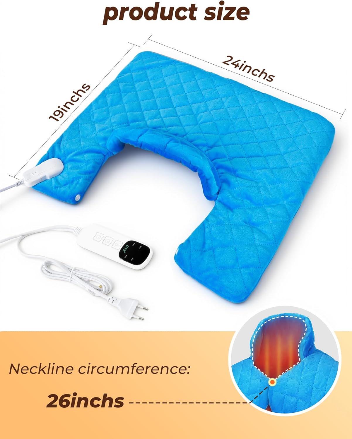 30s Fast Heating Pad for Neck and Shoulders, 3X Deeper Pain Relief, 6 Heat Settings Max 158°F, 2H Auto-Off, Machine Washable, 1.26lb Lightweight Comfort, Extra Large 24"x19", Gifts for Women Men
