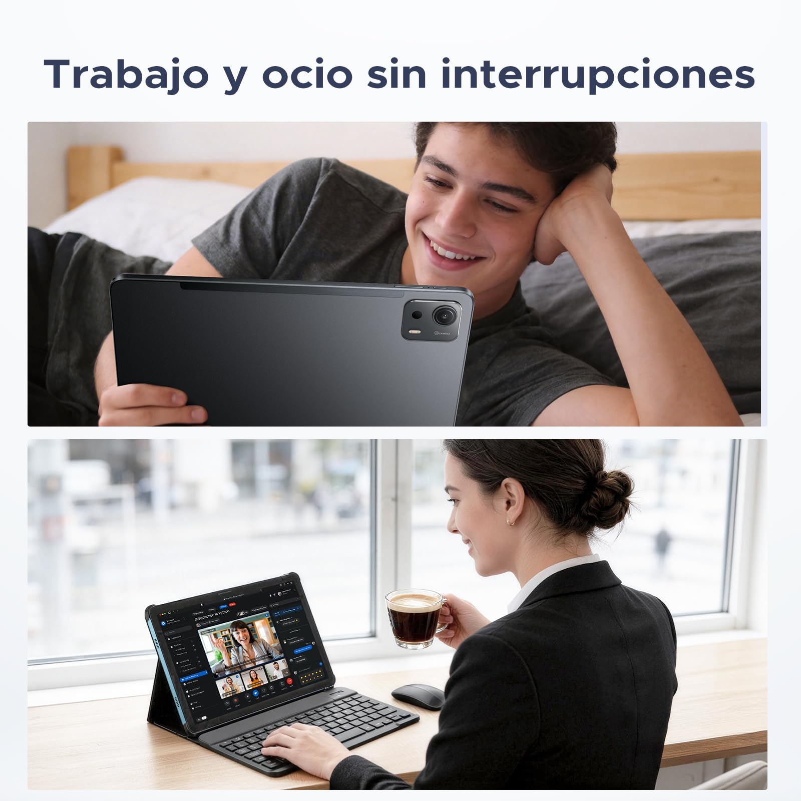 P12 Plus Tablet 12.2 Pulgadas, Android 16 & Gemini AI, 48GB RAM+256GB ROM/2TB, 120Hz 2.4K, T7300 Octa-Core, 12000mAh, Altavoces Cuádruples, Widevine L1/Tablet con Teclado y Ratón/Funda-Azul