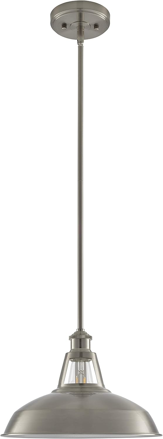 Olivera 12 inch Pendant Light | Brushed Nickel Pendant Lighting for Kitchen Island with LED Bulb LL-P855-1BN