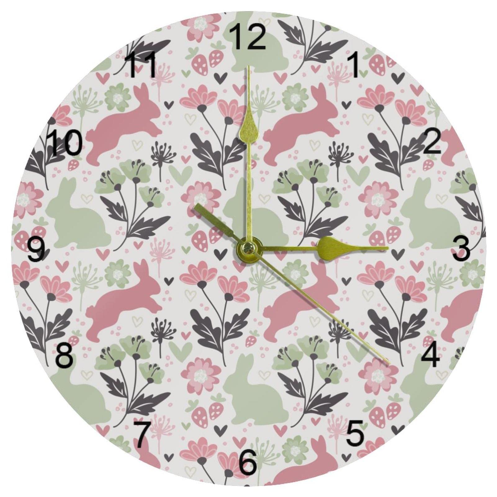 Horloge murale motif lapin de Pâques, idée cadeau originale pour enfant