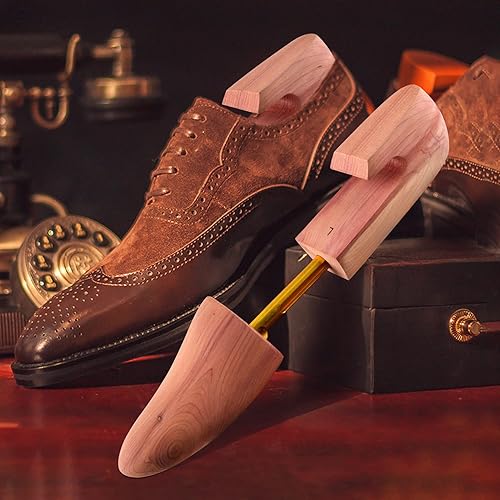 Miniatura 6 de Árbol de zapatos de cedro para hombre, tacón ancho ajustable para mujer, árbol de botas de cedro con puntera dividida