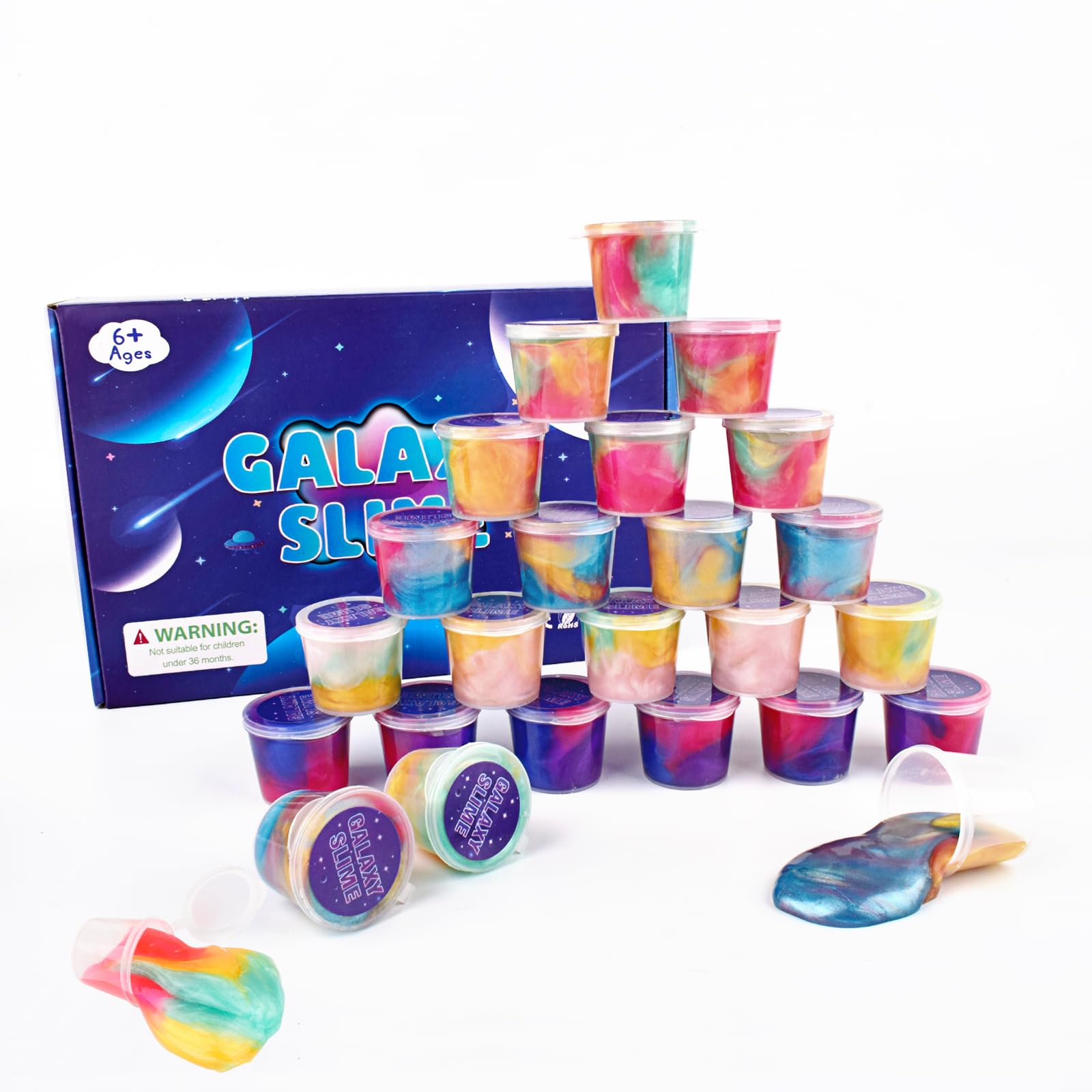 25 Pack Mini Galaxy Slime,Party Favors Slime, Stretchy Slime Kit for Classroom Prizes, Advent Calendar 2024, Goodie Bag Stuffers for Kids Boys Girls 6
