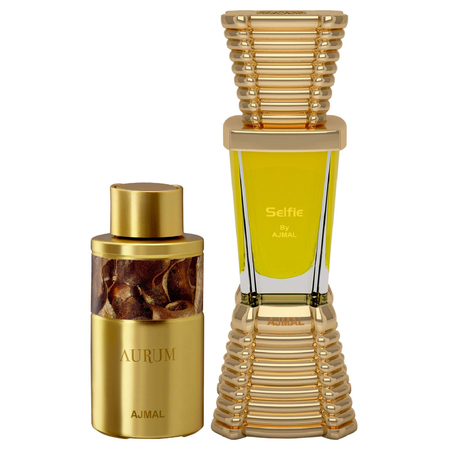 Ajmal Aurum Concentrated Perfume Oil Fruity Floral Alcohol-free Attar 10ml for Women and Selfie Concentrated Perfume Oil Woody Aromatic Alcohol-free Attar 10ml for Men+