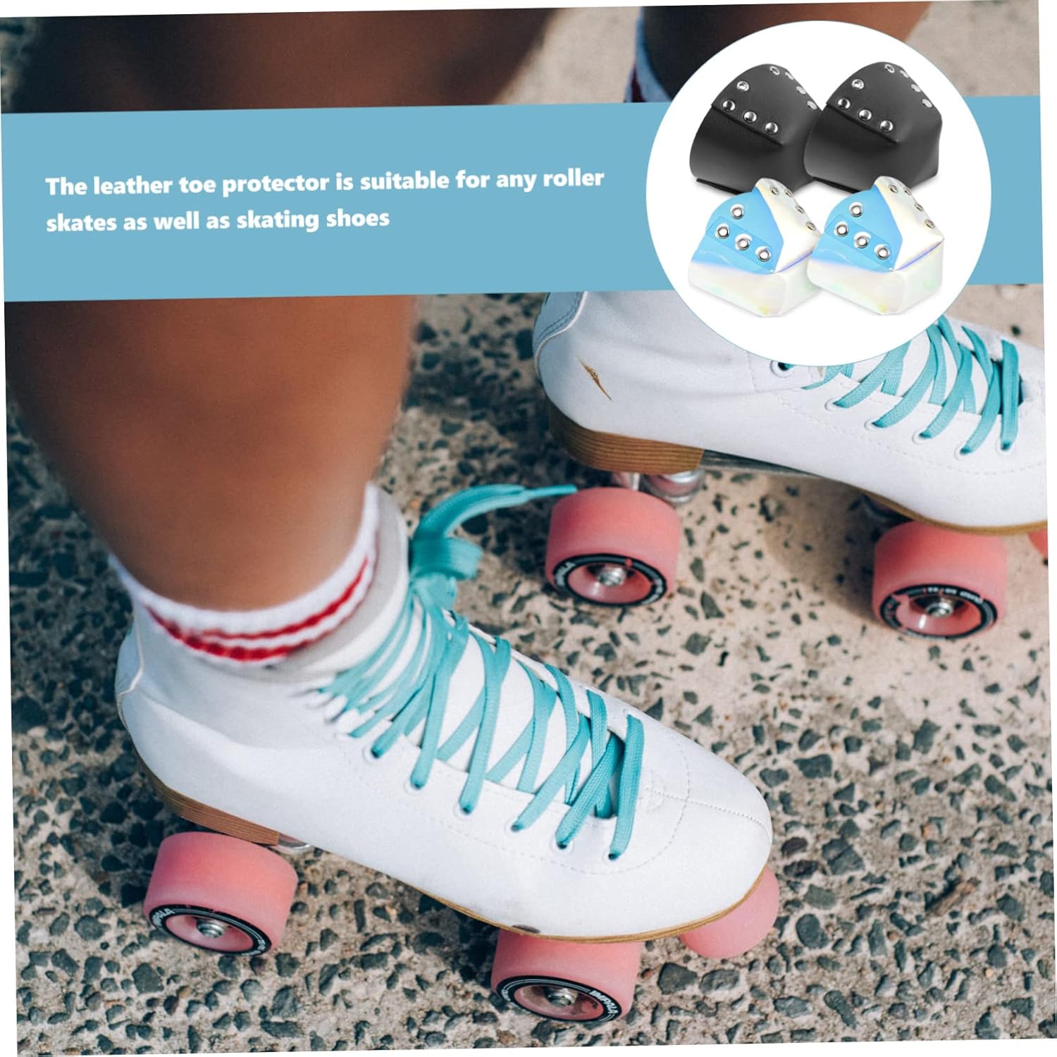 balacoo 6pairs Skates Toe Guards Toe Protector Guard for Roller Skates Protective Leather