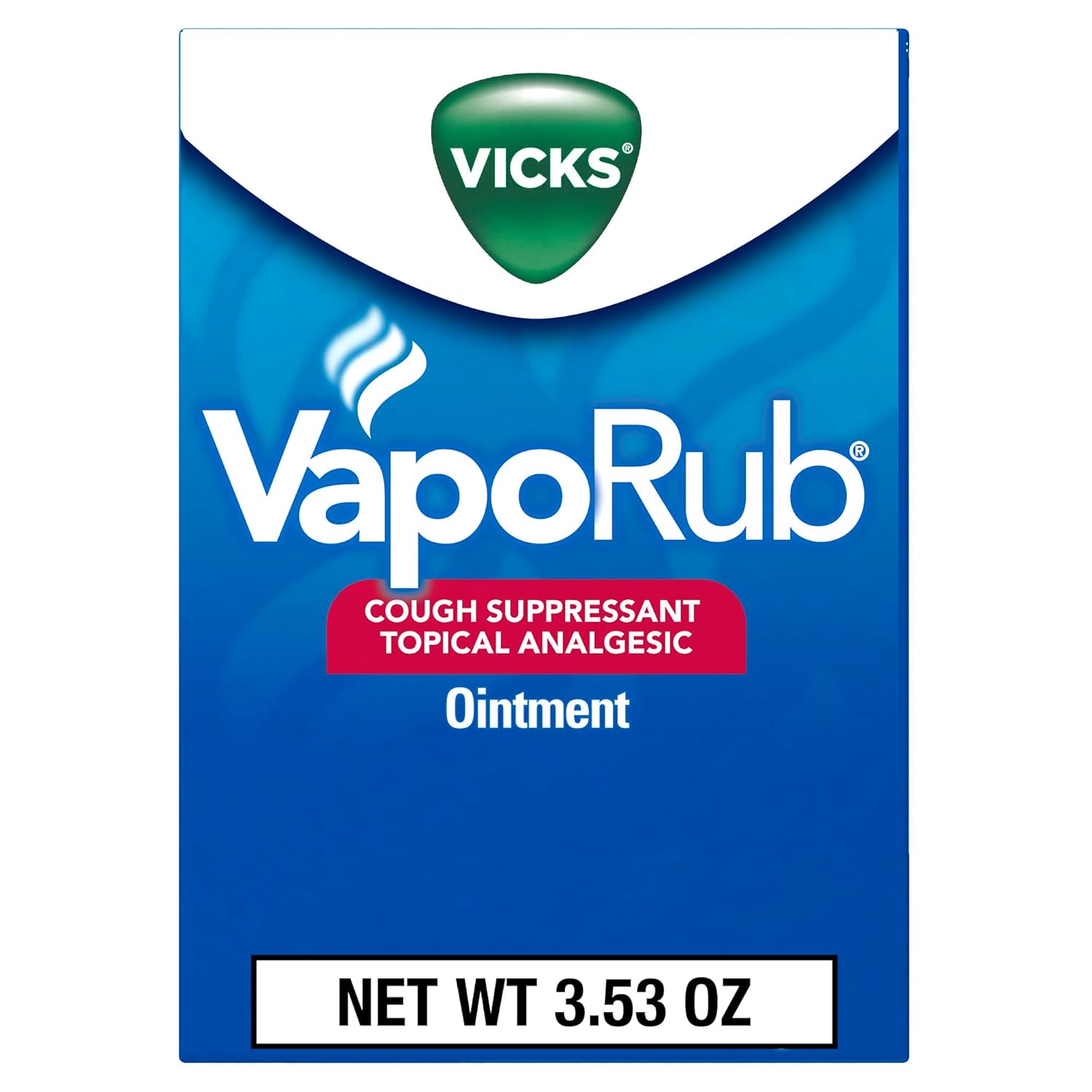 Vicks VapoRub Original Cough Suppressant Topical Analgesic Ointment 3 53 oz Best used for relief from cold symptoms