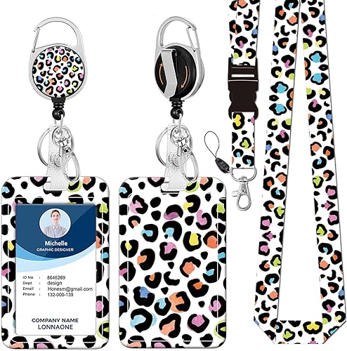 Miniatura 1 de Soporte para tarjetas de identificación con cordón, carrete retráctil con clip giratorio para cinturón y cordones desmontables, carretes protectores