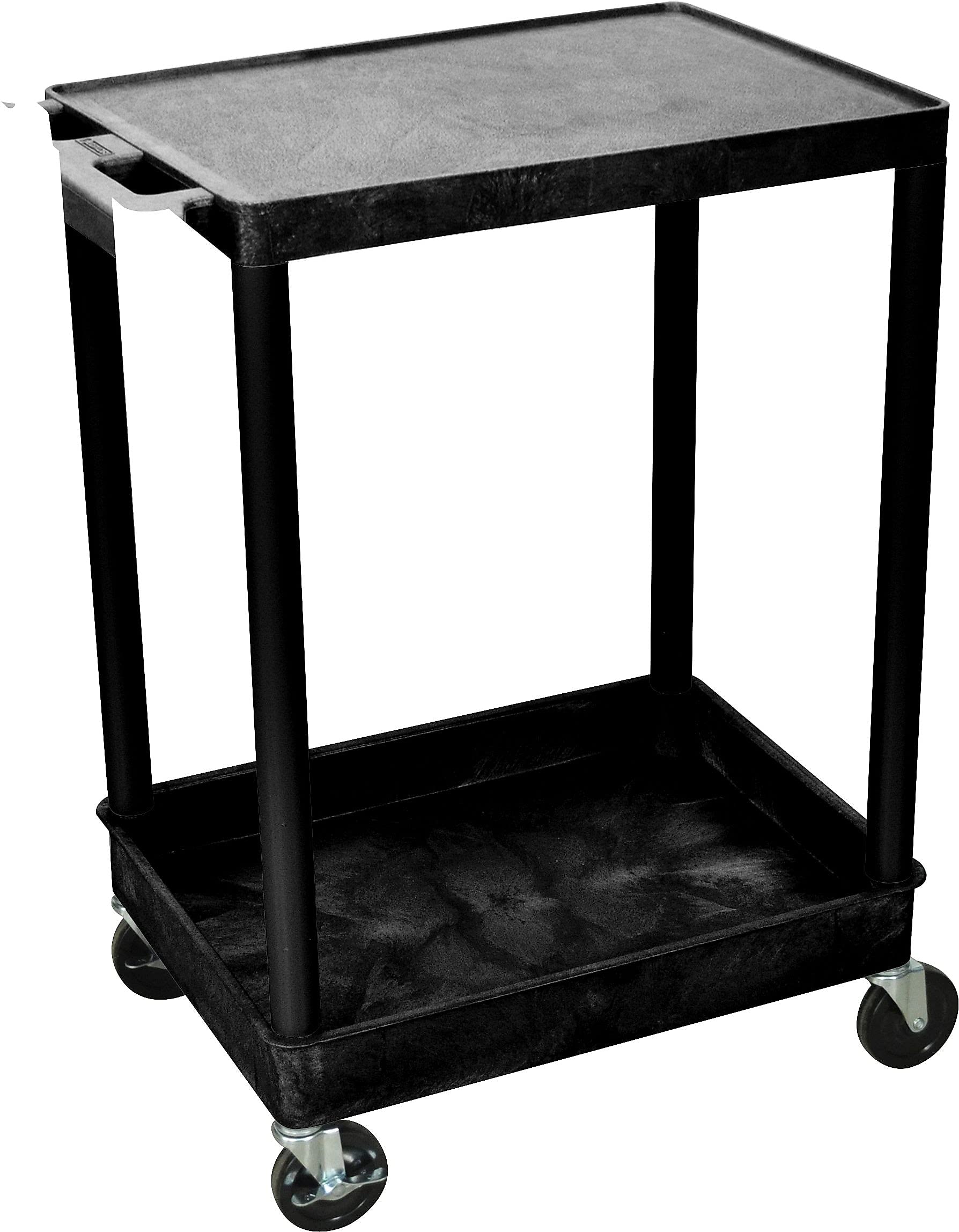 H Wilson STC21-B STC Series 18 x 24 Inch 2-Shelf Utility Cart, Black