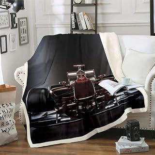 3D Formula Car Fleece Blankets Boys Teens Extreme Sport Throw Blanket Kids Youth Speed Racing Car Blanket Automobile Style Sherpa Blanket for Chair Office Plush Blankets Twin 60"x80"