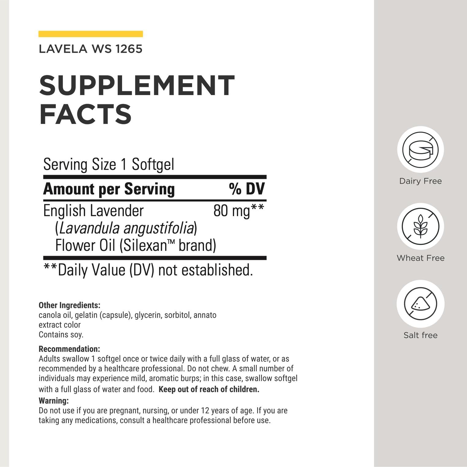 Integrative Therapeutics Lavela WS 1265 with Lavender Oil, 60 Softgels — Amazon image 3