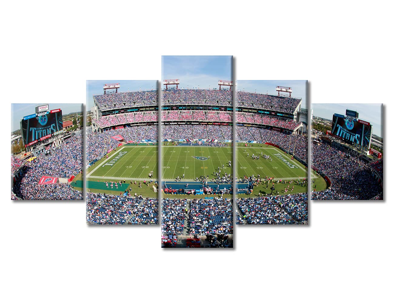 TUMOVO 5 Panel Wall Art American Soccer Poster on Canvas Framed Art Sport Paintings Home Decor Sports Stadium Artwork Picture Giclee Print for Modern Classroom Home Decoration, 60" Wx32 H