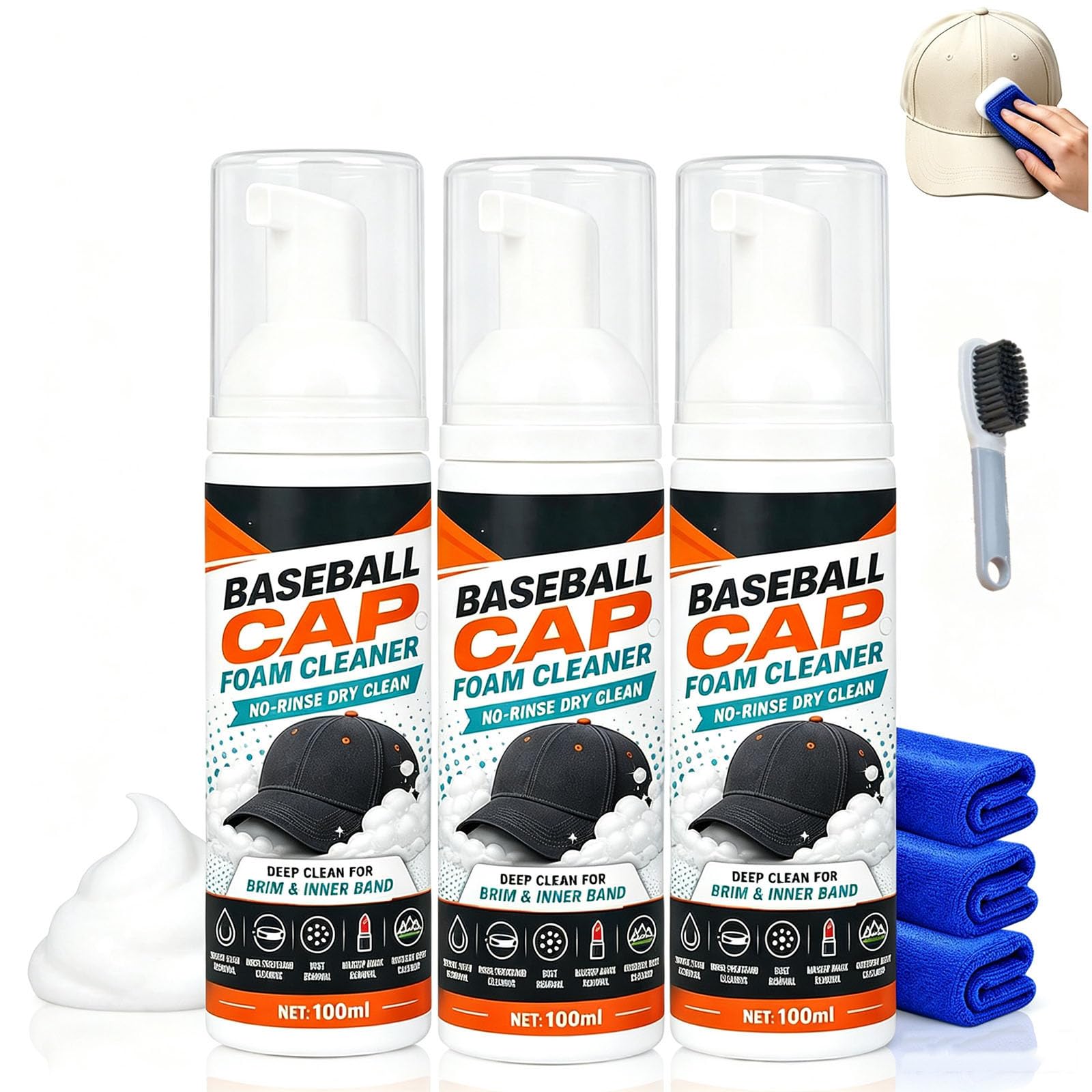 Schaumreiniger Für Baseballkappen (ohne Abspülen) (3)