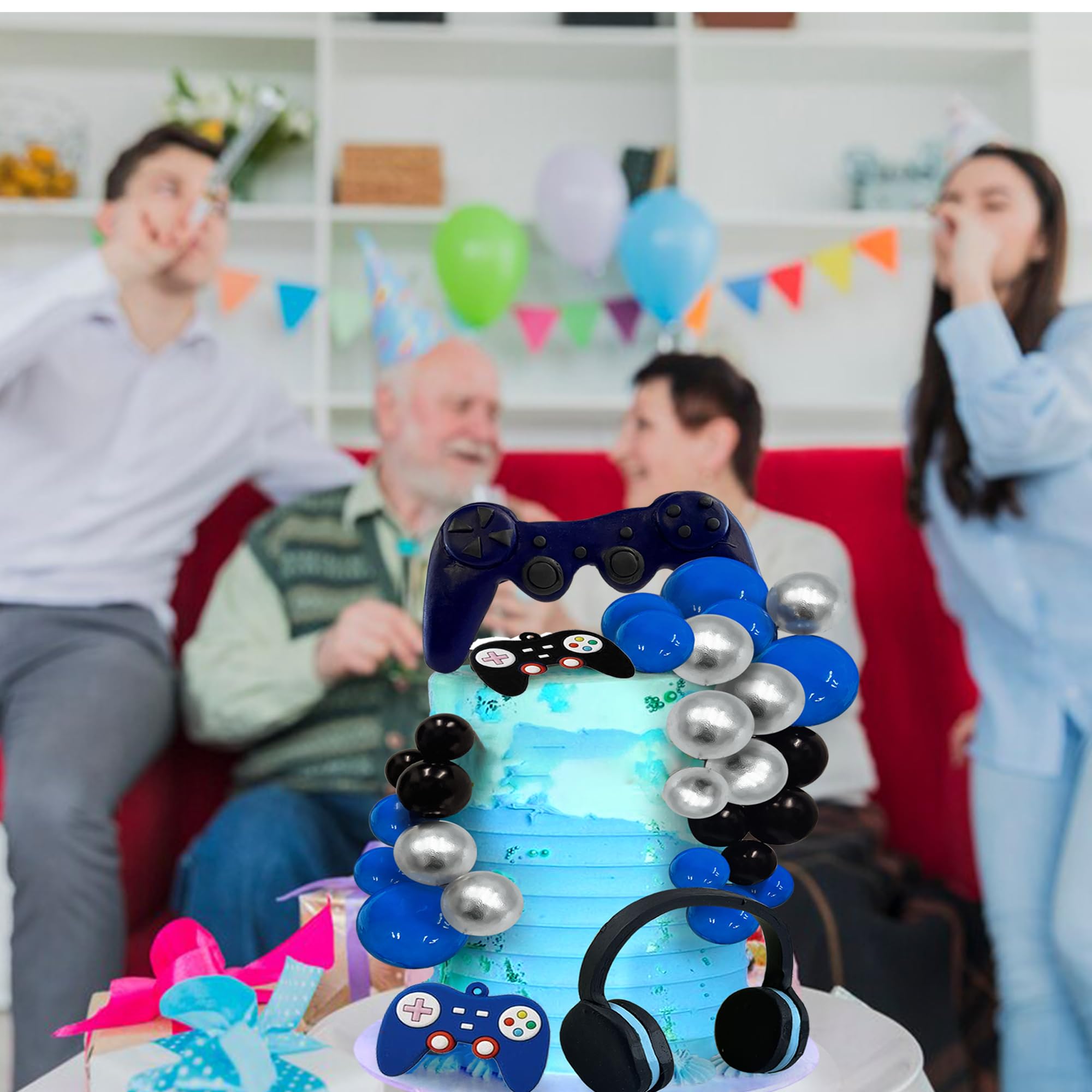 Décoration de gâteau d'anniversaire de jeu vidéo personnalisée : papier cartonné holographique - France Décoration de gâteau d'anniversaire de jeu vidéo personnalisée : papier cartonné holographique - France