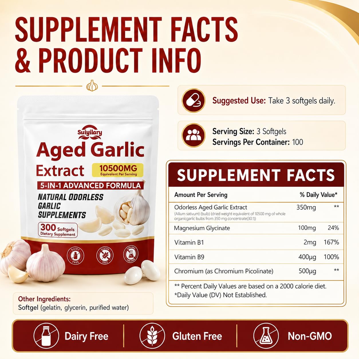 Aged Garlic Extract Supplements, 300 Softgels — Amazon image 5
