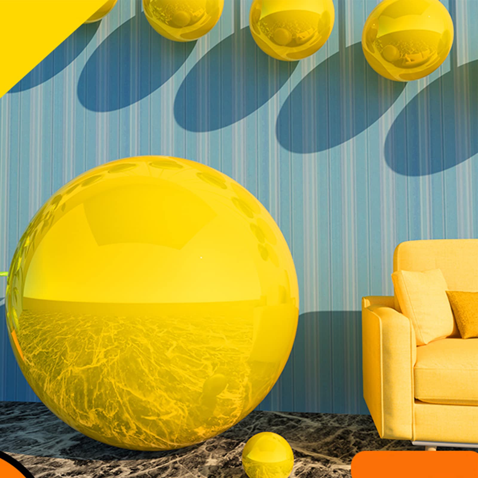 Balas de jardín, bolas huecas de decoración Globo de observación Bola de espejo Esfera de jardín reflectante pulida de acero inoxidable amarillo for fotografía Jardín Decoración del hogar, 200 mm(Size