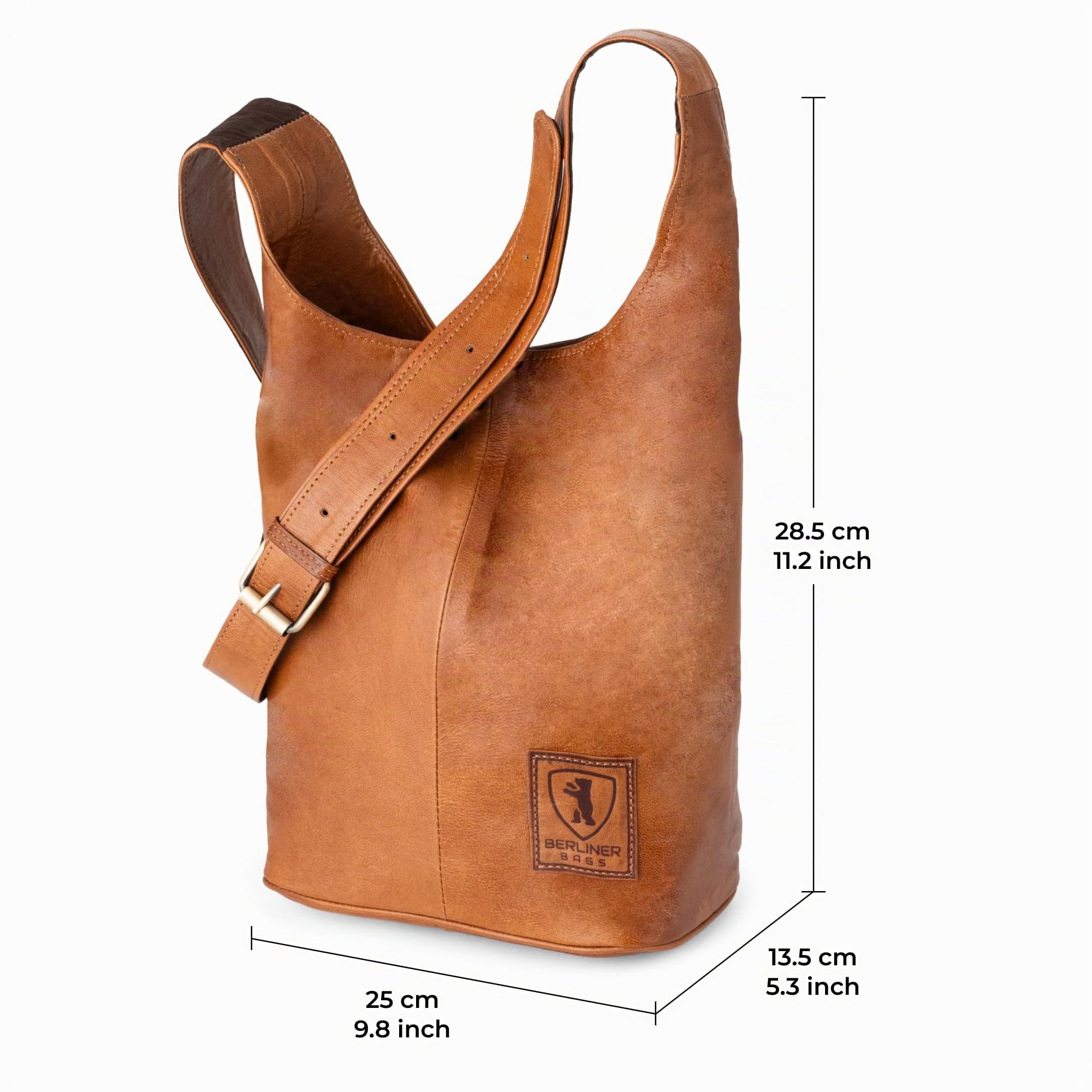Berliner Bags Emilia Bolso Bandolera Mujer Piel Auténtica Mediano Vintage